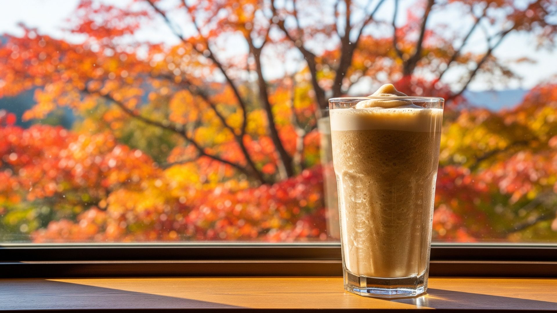 blended frozen coffee during autumn