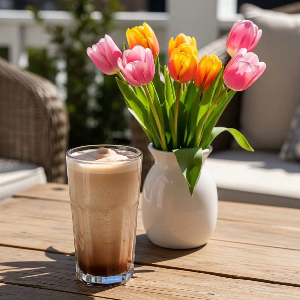 blended frozen latte during spring