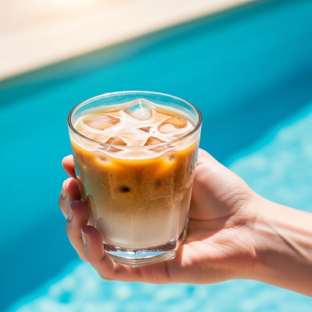 iced coffee from a frozen latte in the summer